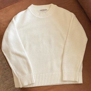 Everlane Link Stitch Cotton Crewneck Sweater Cream Small